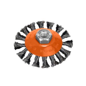 Cepillo Oblicuo Con Alambre De Acero Trenazdo Rosca M14, Ø 100 mm. Alambre de Ø 0,30 mm.