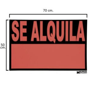 Cartel Se Alquila  70x50 (Alt.) cm.