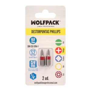 Puntas Largas Destornillador Phillips Nº 0 (2 Piezas). Acero S2 al Cromo Vanadio. Puntas Hexagonales, Destorpuntas,