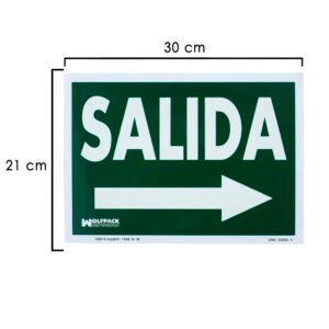 Cartel / Señal Fluorescente Salida A Derecha 30 x 21 (Alt.) cm.