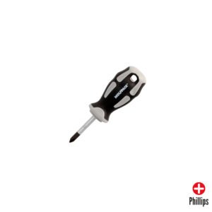 Destornillador Phillips Acero S2 Mango TPR Bimaterial. Medida PH 1 x Ø 5,0 x 38 mm. DIN5262.