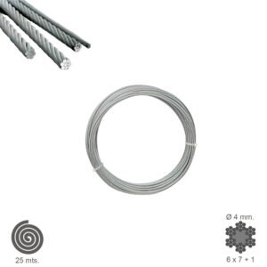 Cable Galvanizado   4 mm. (Rollo 25 Metros) No Elevacion
