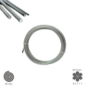 Cable Galvanizado   5 mm. (Rollo 25 Metros) No Elevacion