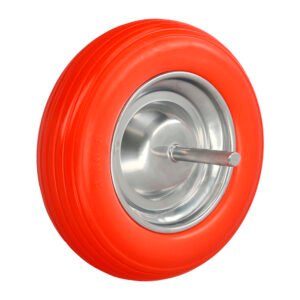 Rueda Carretilla Obra / Jardin Maciza Llanta Acero "Plus" Naranja Impinchable, Para Eje Ø 19 mm Rueda Ø 35 cm